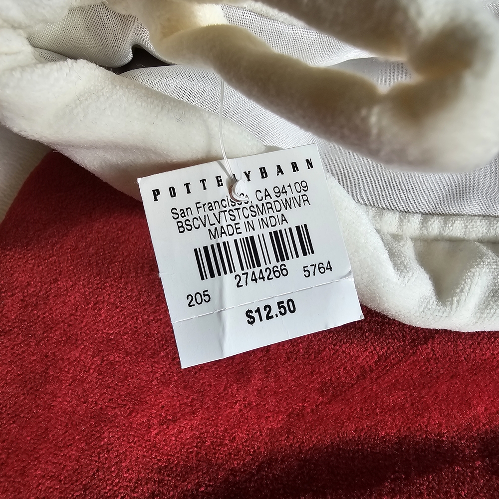 Pottery Barn Medium Classic 100% Cotton Velvet Holiday Stocking - Picture 5 of 5